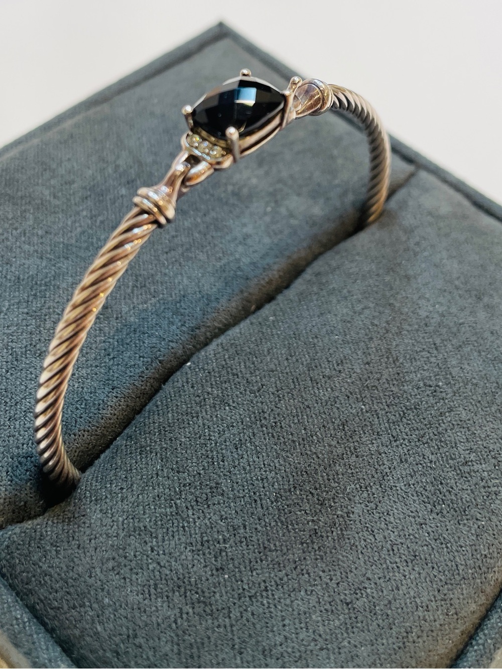 David Yurman Diamond & Onyx Petite Wheaton Bracelet